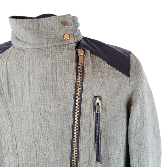 ZARA Asymmetrical Mixed Media Moto Jacket Sz S - Picture 7 of 10